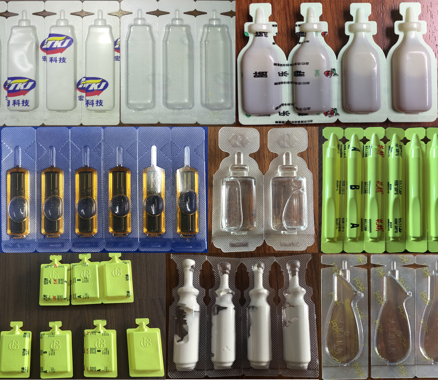 &Eacute;chantillon de remplissage d'ampoule en plastique