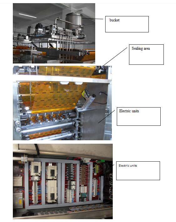 tr&eacute;mie et pompe de machine &agrave; remplissage de sachet liquide